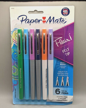 Paper Mate 6 Ct Ultra Fine Flair Felt Tip Medium Bold Point Pens